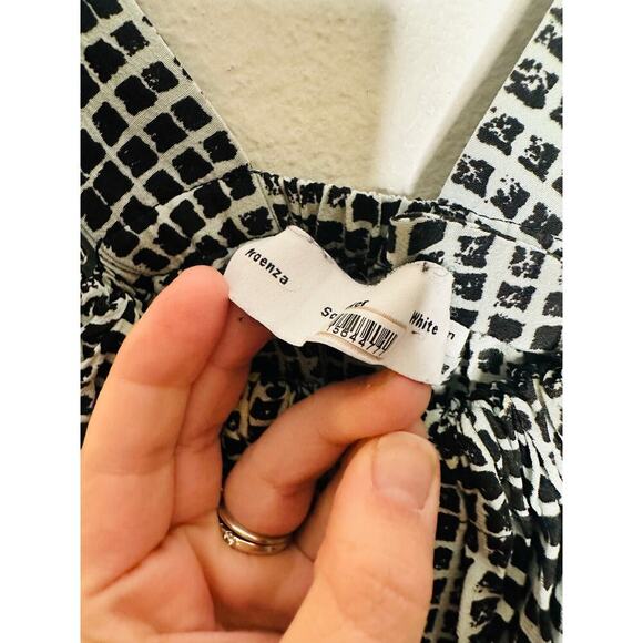 PROENZA SCHOULER WHITE LABEL Black Printed Square Neck Flou Wrap Dress Size 4 - Picture 6 of 11